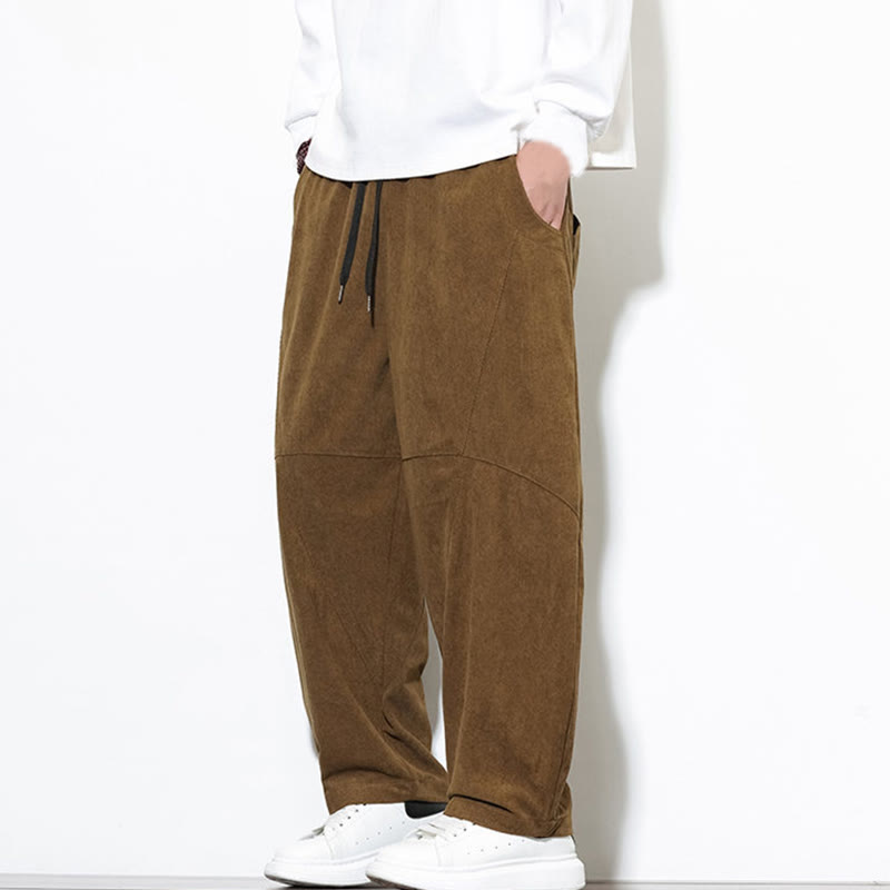 Buddha Stonesドローストリング 無地 テーパードデザイン コットンコーデュロイ メンズ ハーレムパンツ ポケット付き - image 32