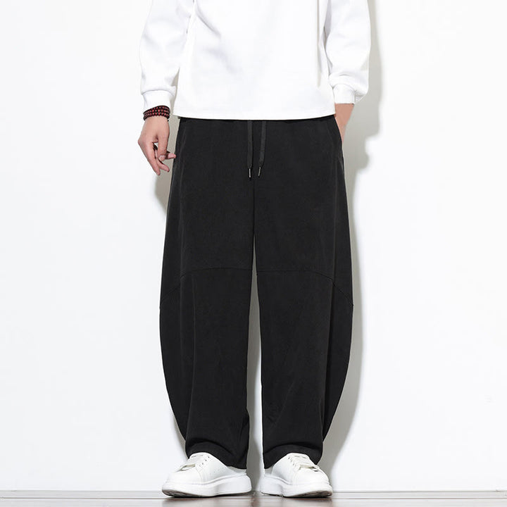Buddha Stonesドローストリング 無地 テーパードデザイン コットンコーデュロイ メンズ ハーレムパンツ ポケット付き - 黒 - US/UK/AU46、 EU56 (5XL) - image 20