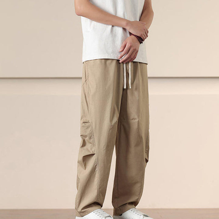 Buddha Stones通勤用春無地ドローストリングメンズハーレムパンツ ポケット付き - image 7