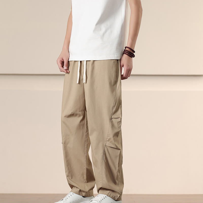 Buddha Stones通勤用春無地ドローストリングメンズハーレムパンツ ポケット付き - image 4