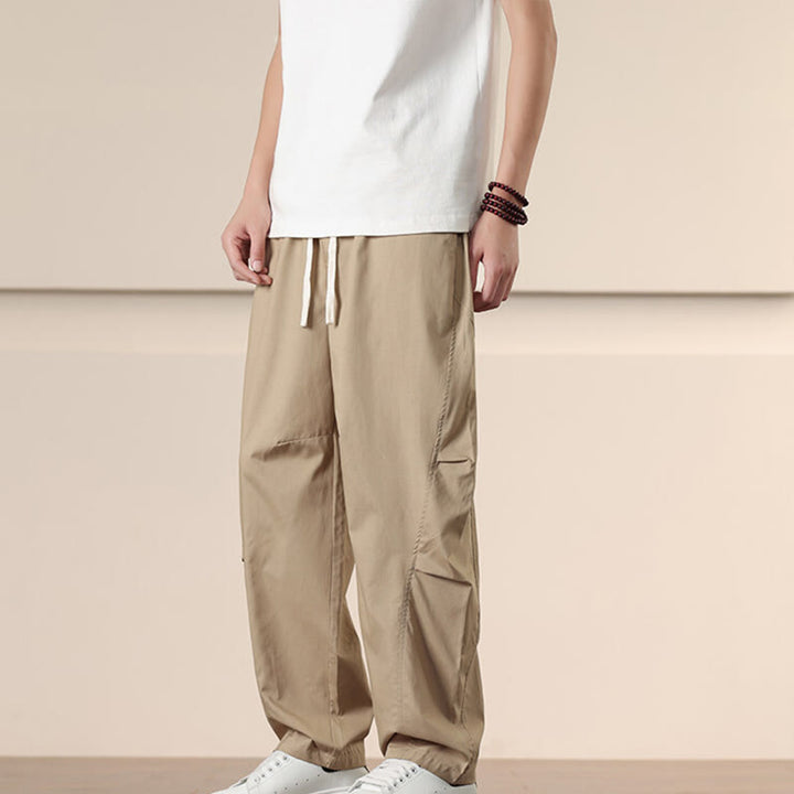 Buddha Stones通勤用春無地ドローストリングメンズハーレムパンツ ポケット付き - image 4
