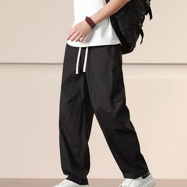 Buddha Stones通勤用春無地ドローストリングメンズハーレムパンツ ポケット付き - image 13