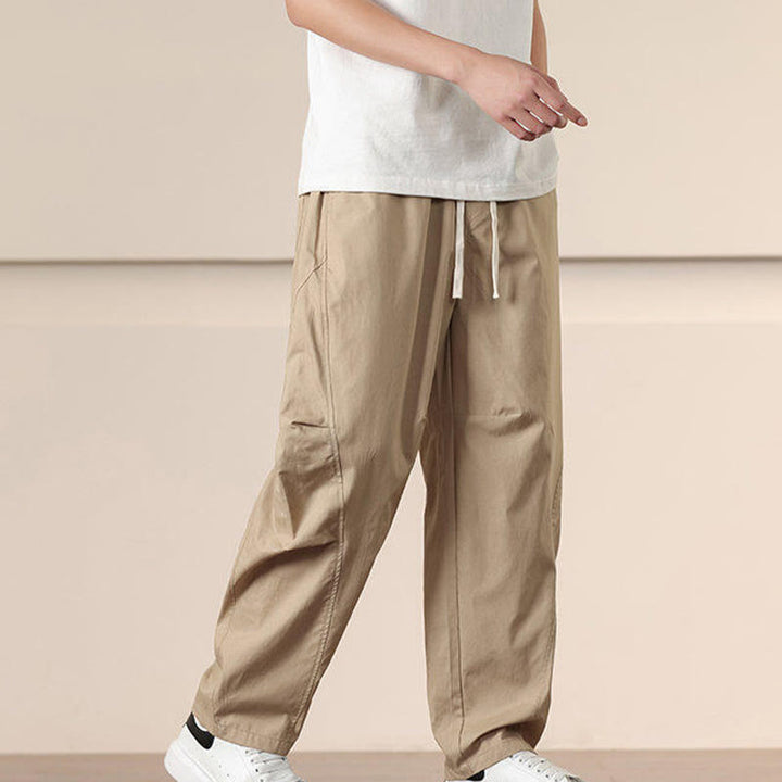 Buddha Stones通勤用春無地ドローストリングメンズハーレムパンツ ポケット付き - image 3