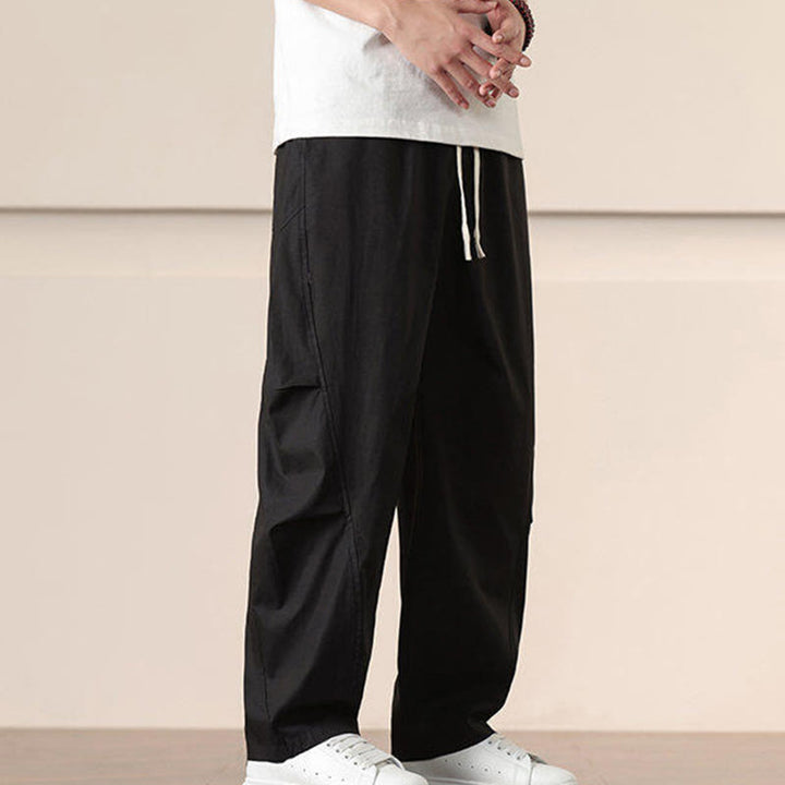 Buddha Stones通勤用春無地ドローストリングメンズハーレムパンツ ポケット付き - image 15