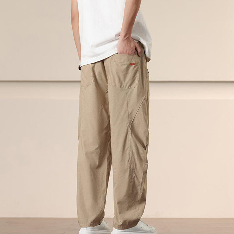 Buddha Stones通勤用春無地ドローストリングメンズハーレムパンツ ポケット付き - image 5