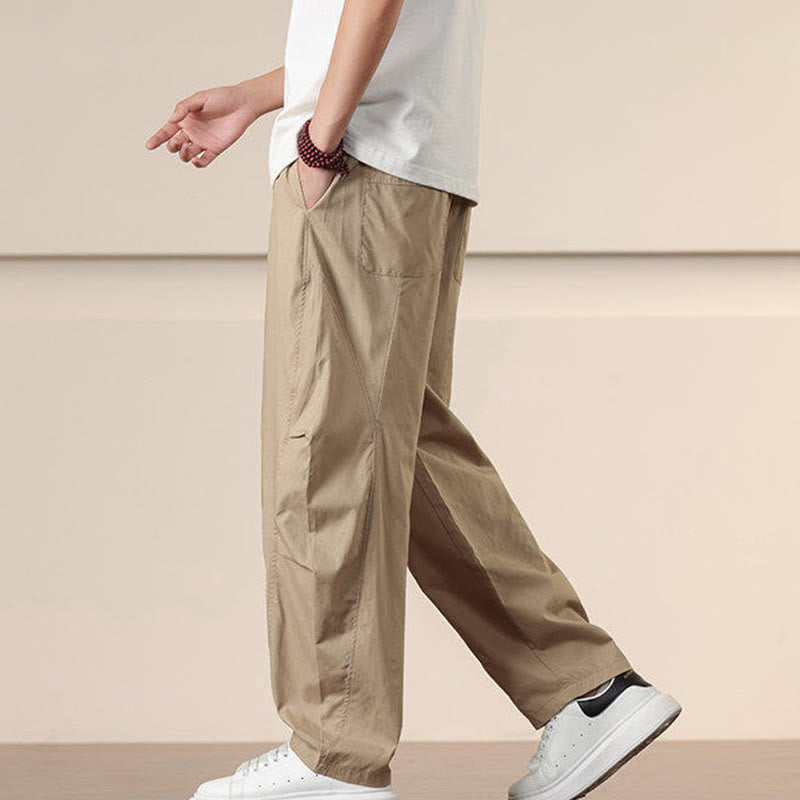 Buddha Stones通勤用春無地ドローストリングメンズハーレムパンツ ポケット付き - image 6