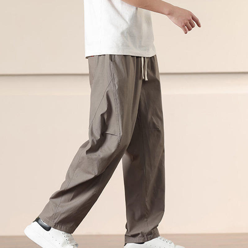 Buddha Stones通勤用春無地ドローストリングメンズハーレムパンツ ポケット付き - image 29