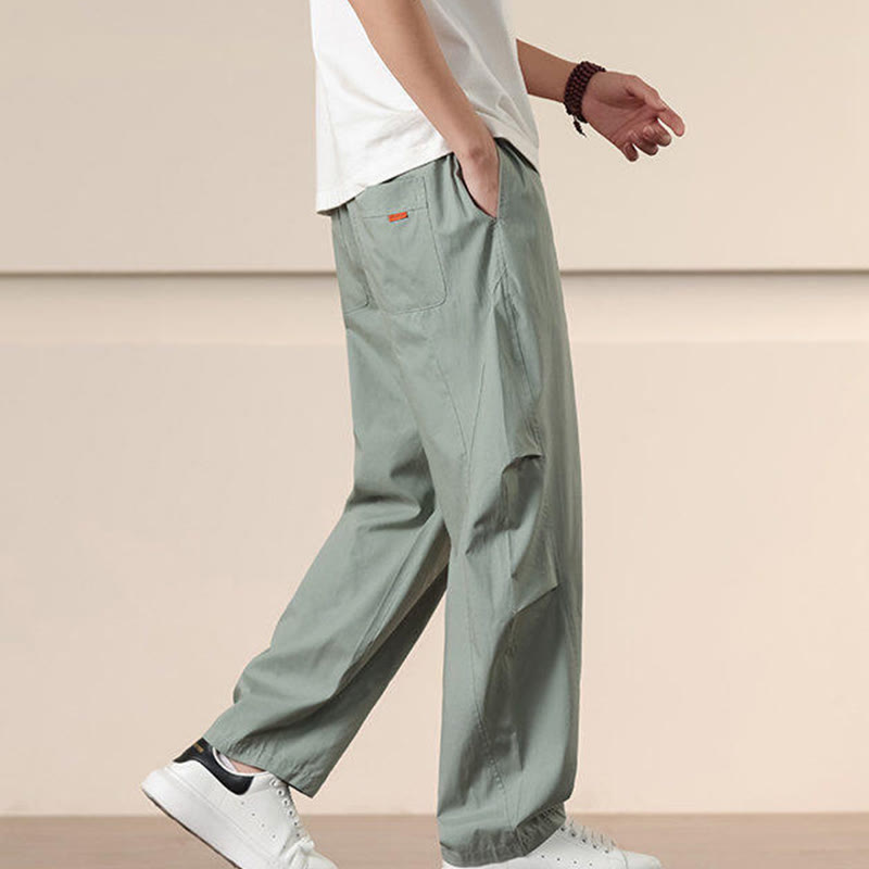 Buddha Stones通勤用春無地ドローストリングメンズハーレムパンツ ポケット付き - image 20