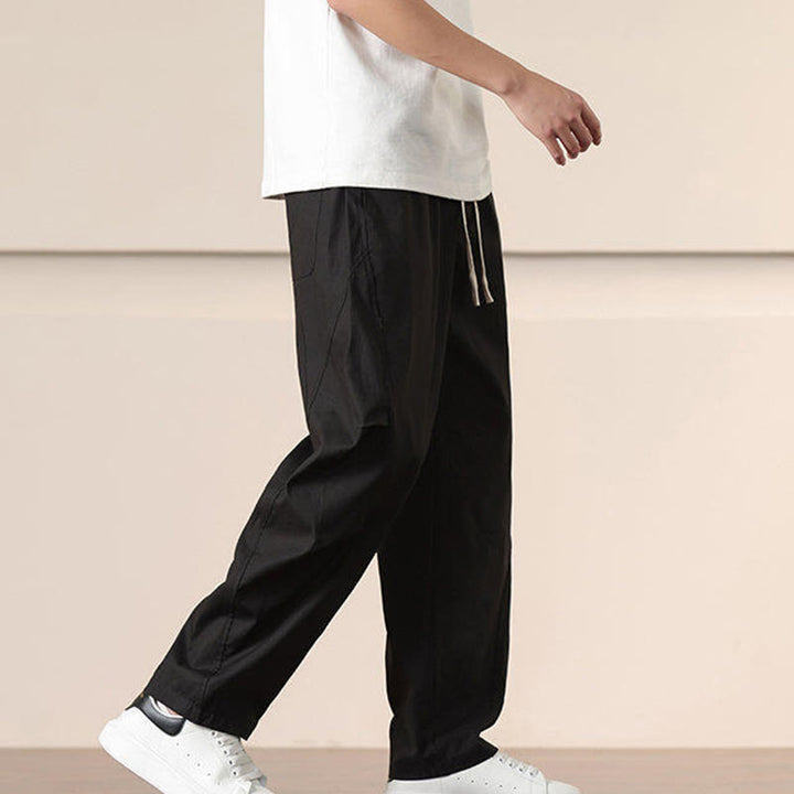 Buddha Stones通勤用春無地ドローストリングメンズハーレムパンツ ポケット付き - image 12