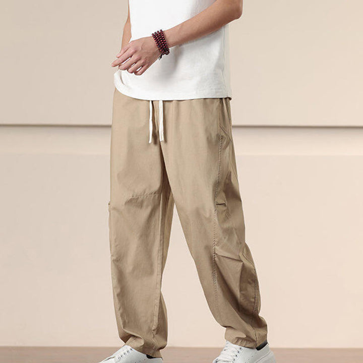 Buddha Stones通勤用春無地ドローストリングメンズハーレムパンツ ポケット付き - image 2