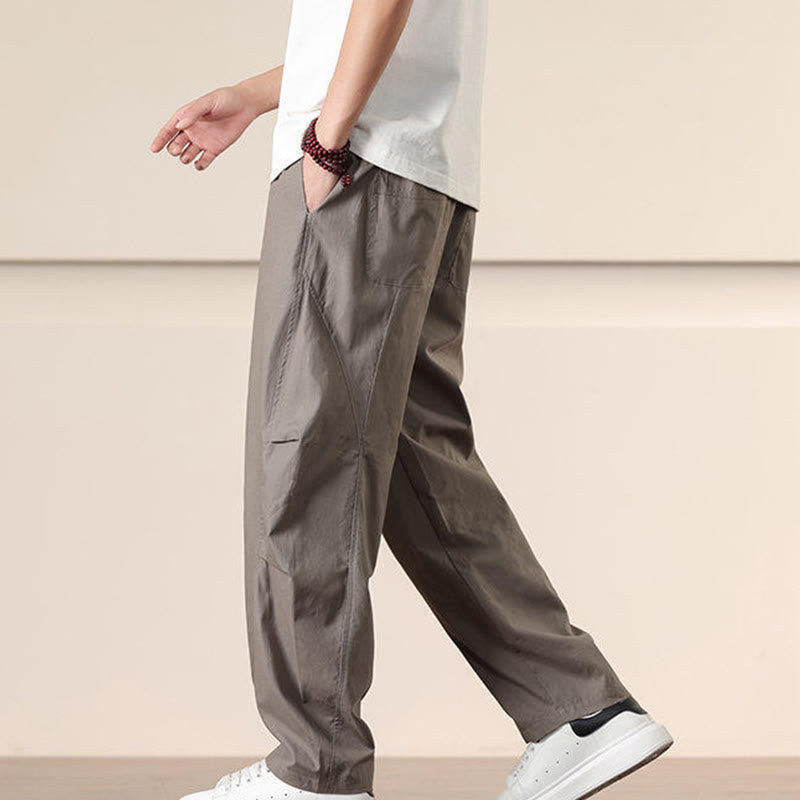Buddha Stones通勤用春無地ドローストリングメンズハーレムパンツ ポケット付き - image 30