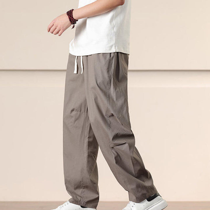 Buddha Stones通勤用春無地ドローストリングメンズハーレムパンツ ポケット付き - image 28