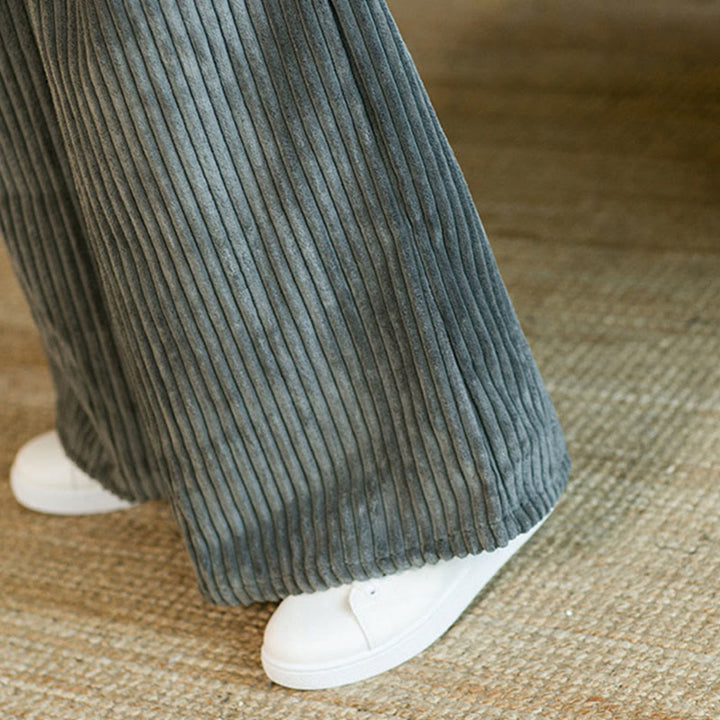 Buddha Stones通勤用プレーンドローストリングメンズワイドレッグコットンコーデュロイパンツ（ポケット付き） - image 27