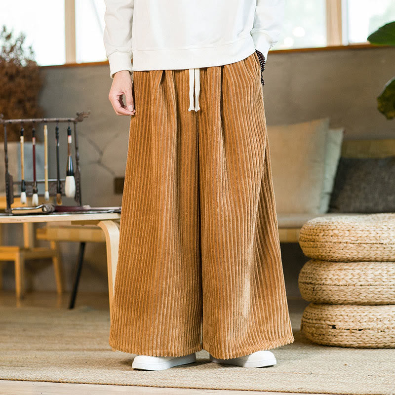 Buddha Stones通勤用プレーンドローストリングメンズワイドレッグコットンコーデュロイパンツ（ポケット付き） - ゴールデンロッド - US/UK/AU46、 EU56 (5XL) - image 6