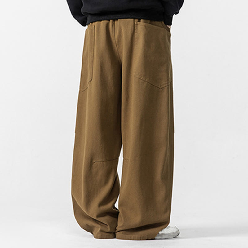 Buddha Stones秋冬 ピュアカラー メンズ ワイドレッグ コットン ドローストリング パンツ ポケット付き - image 21