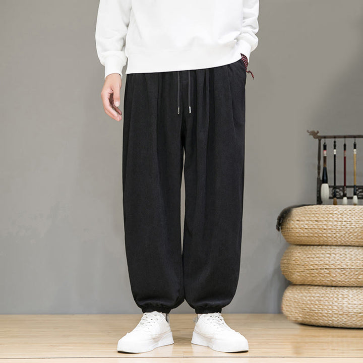 Buddha Stones Commute プレーン メンズ サーマル フリース裏地 アンクル丈 ポケット付きパンツ - 黒 - US/UK/AU46、 EU56 (5XL) - image 8