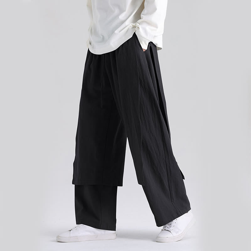 Buddha Stones無地 パッチワークデザイン メンズ コットンパンツ ポケット付き - image 14