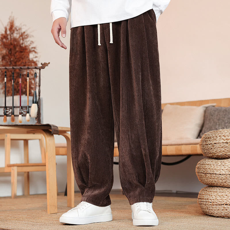Buddha Stonesカジュアル 無地 シンプルデザイン メンズ コットンパンツ ポケット付き - サドルブラウン - US/UK/AU46、 EU56 (5XL) - image 0