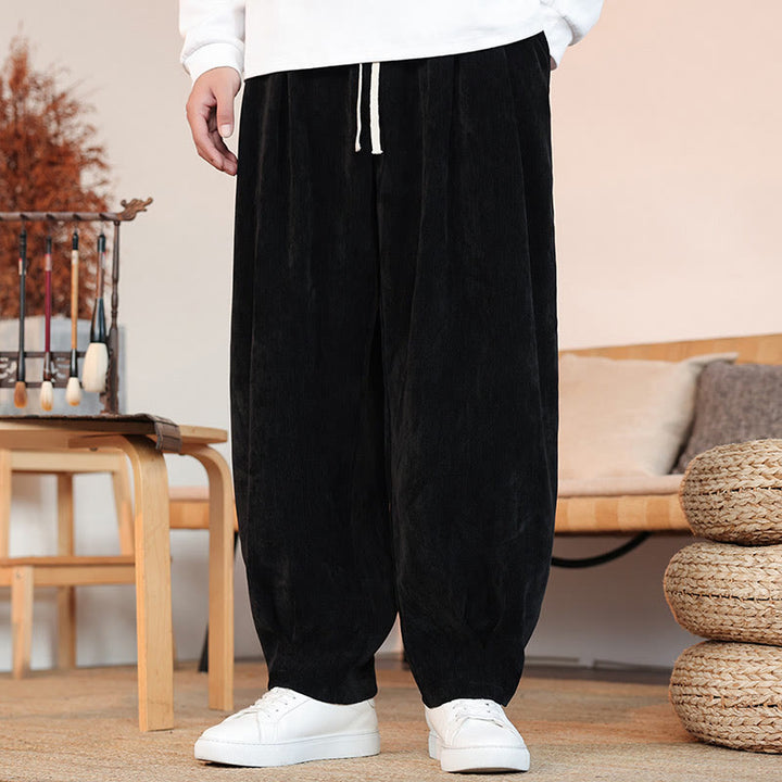Buddha Stonesカジュアル 無地 シンプルデザイン メンズ コットンパンツ ポケット付き - 黒 - US/UK/AU46、 EU56 (5XL) - image 9