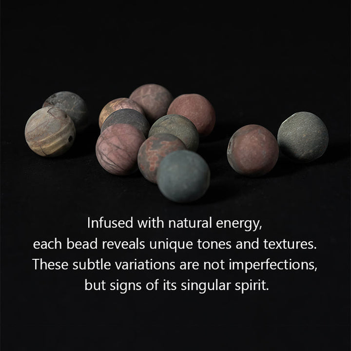 Buddha Stones天然ピカソジャスパーオーム・マニ・パドメ・フムエネルギーブレスレット - image 5