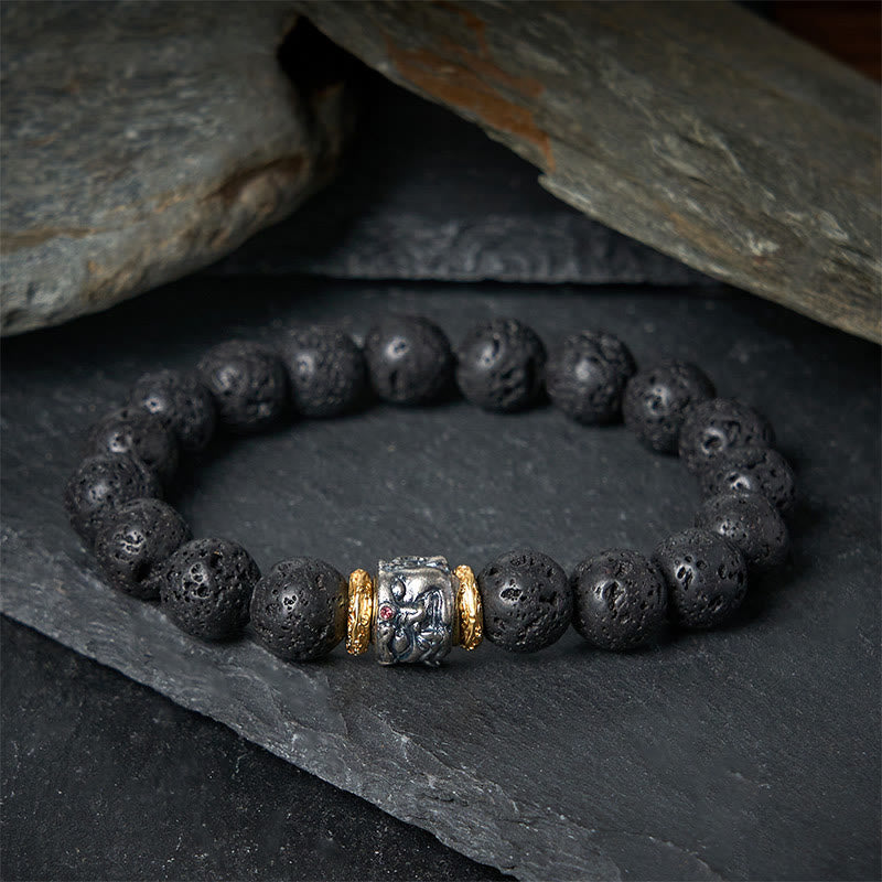 Buddha Stones天然溶岩石 仏顔サポートブレスレット - image 1