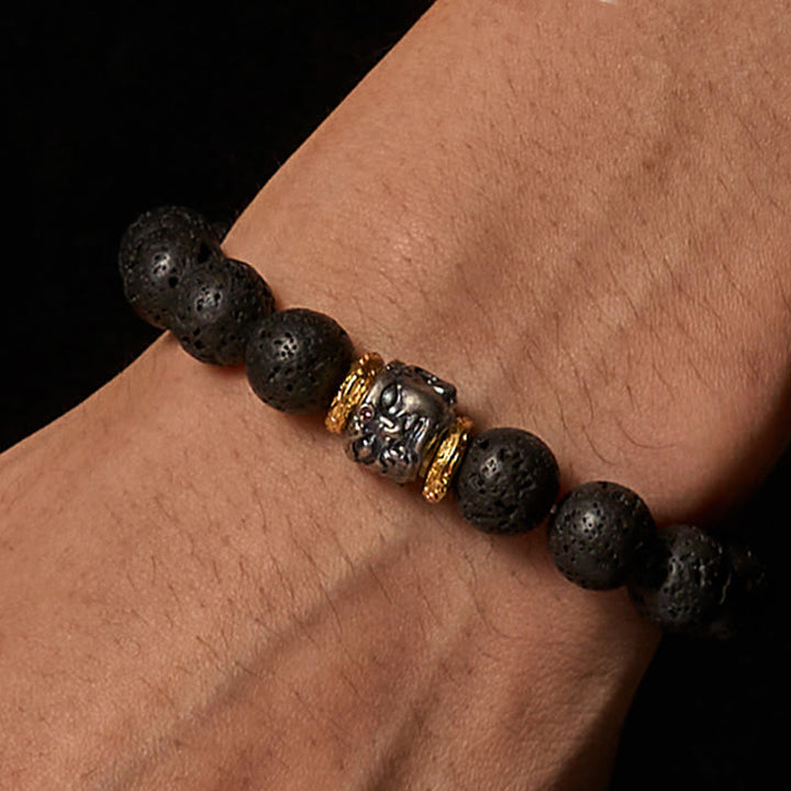 Buddha Stones天然溶岩石 仏顔サポートブレスレット - image 2