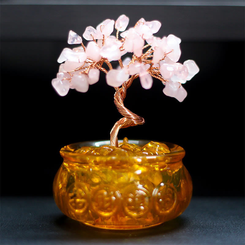 Buddha Stones各種クリスタルシトリンアメジストピンククリスタルツリー豊かさホームデコレーション - ピンククリスタル 6×10cm - image 4