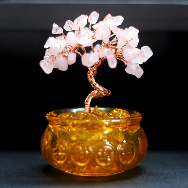 Buddha Stones各種クリスタルシトリンアメジストピンククリスタルツリー豊かさホームデコレーション - ピンククリスタル 6×10cm - image 4