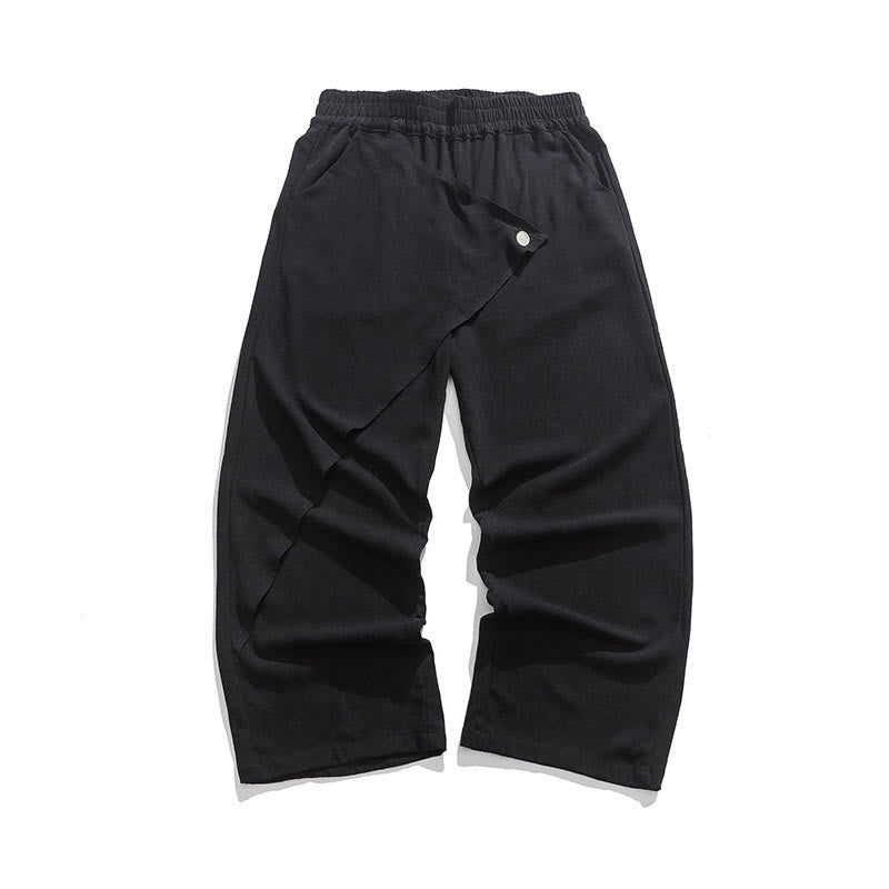 Buddha Stonesアシンメトリー パッチデザイン 無地 メンズ コットンパンツ ポケット付き - 黒 - US/UK/AU46、 EU56 (5XL) - image 9