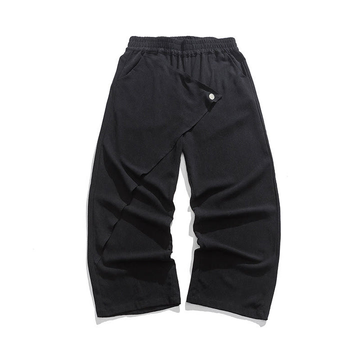 Buddha Stonesアシンメトリー パッチデザイン 無地 メンズ コットンパンツ ポケット付き - 黒 - US/UK/AU46、 EU56 (5XL) - image 9