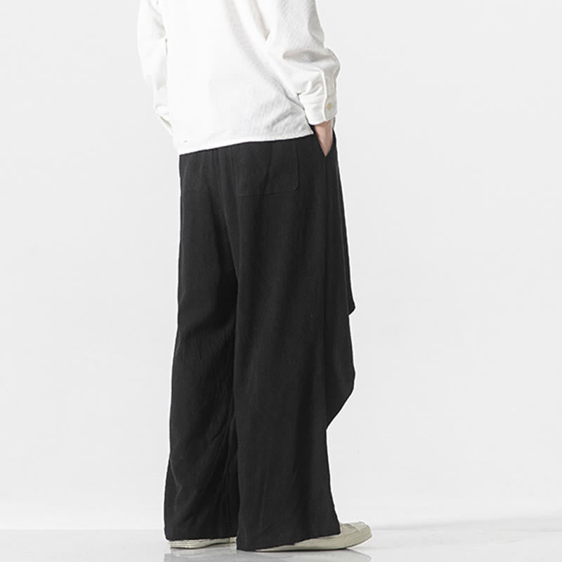 Buddha Stonesアシンメトリー パッチデザイン 無地 メンズ コットンパンツ ポケット付き - image 18