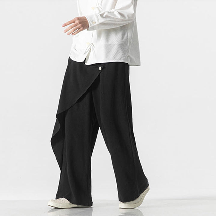 Buddha Stonesアシンメトリー パッチデザイン 無地 メンズ コットンパンツ ポケット付き - image 10