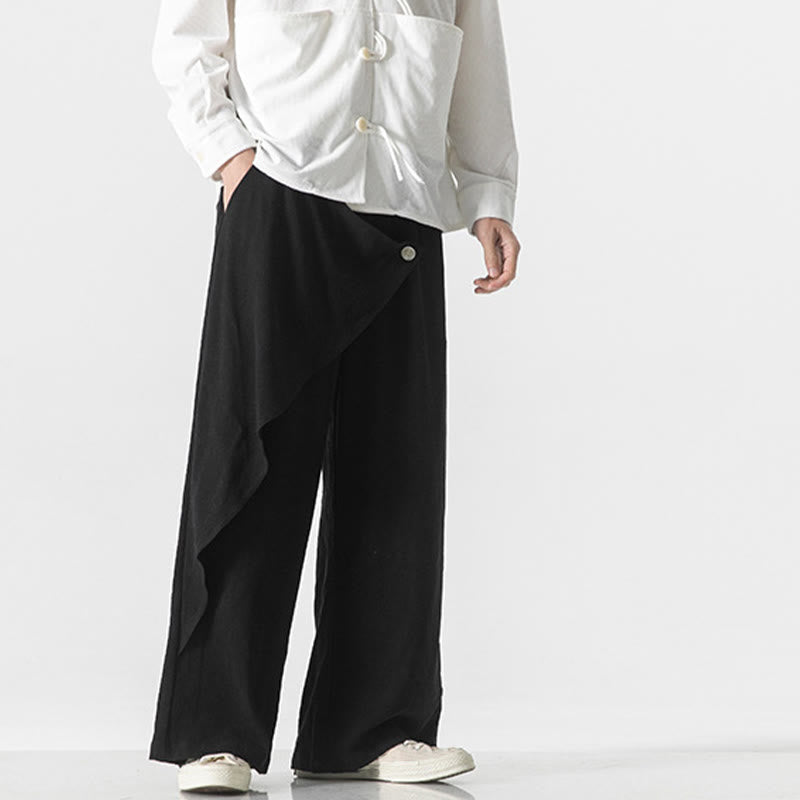Buddha Stonesアシンメトリー パッチデザイン 無地 メンズ コットンパンツ ポケット付き - image 15