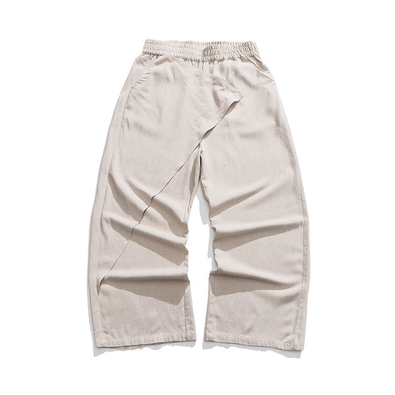 Buddha Stonesアシンメトリー パッチデザイン 無地 メンズ コットンパンツ ポケット付き - リネン - US/UK/AU46、 EU56 (5XL) - image 19