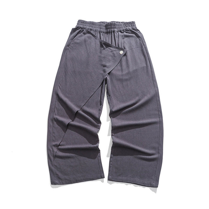 Buddha Stonesアシンメトリー パッチデザイン 無地 メンズ コットンパンツ ポケット付き - ライトスレートグレー - US/UK/AU46、 EU56 (5XL) - image 1