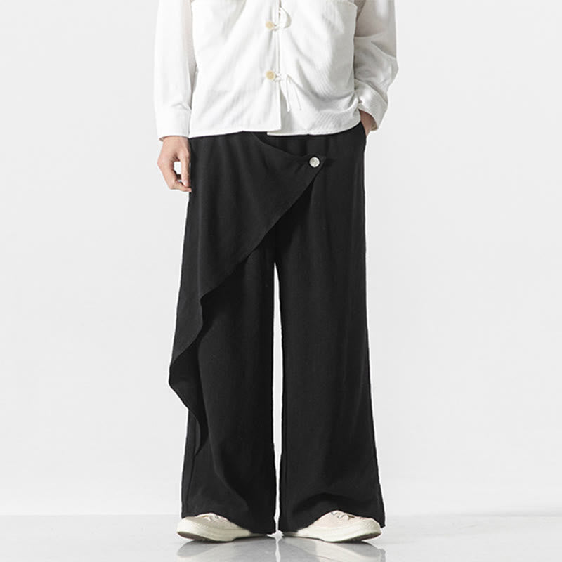 Buddha Stonesアシンメトリー パッチデザイン 無地 メンズ コットンパンツ ポケット付き - image 14