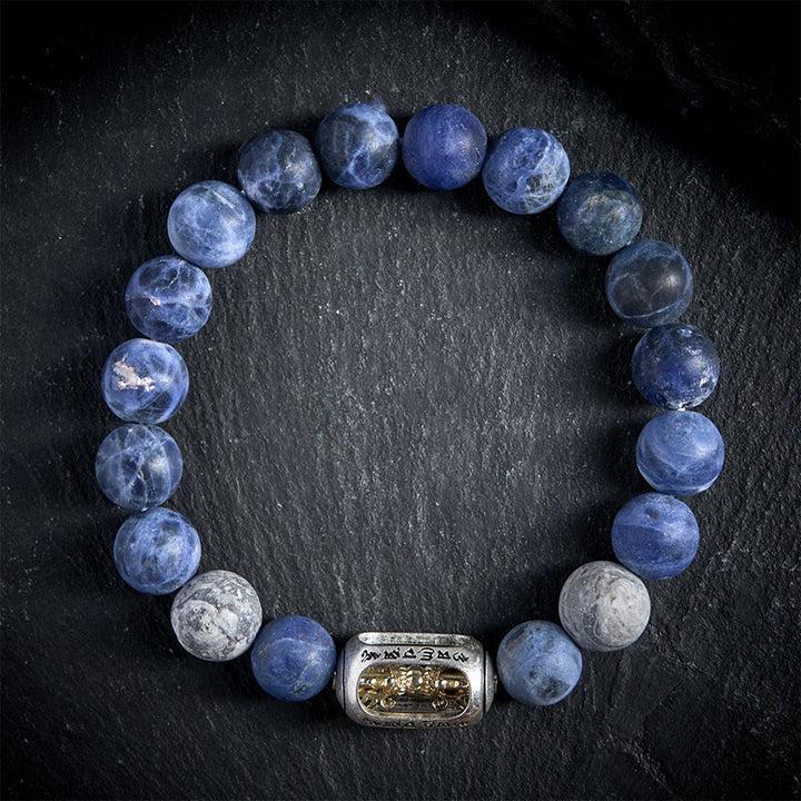 Buddha Stones天然ソーダライト グレージャスパーオーム・マニ・パドメ・フムハーモニーブレスレット - 20cm - image 0