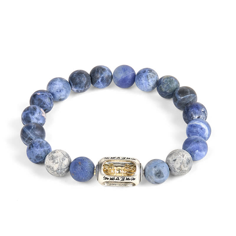 Buddha Stones天然ソーダライト グレージャスパーオーム・マニ・パドメ・フムハーモニーブレスレット - image 4
