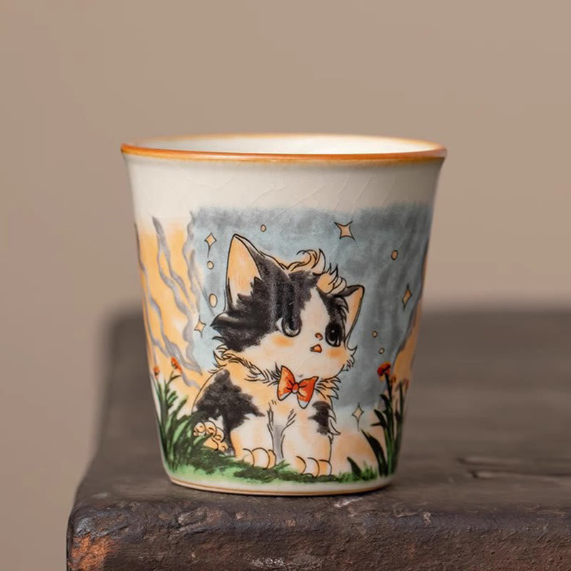 Buddha Stonesかわいい蝶ネクタイ猫ティーカップ カンフーティーカップ - 猫 6.4cm*6.8cm*120ml - image 4