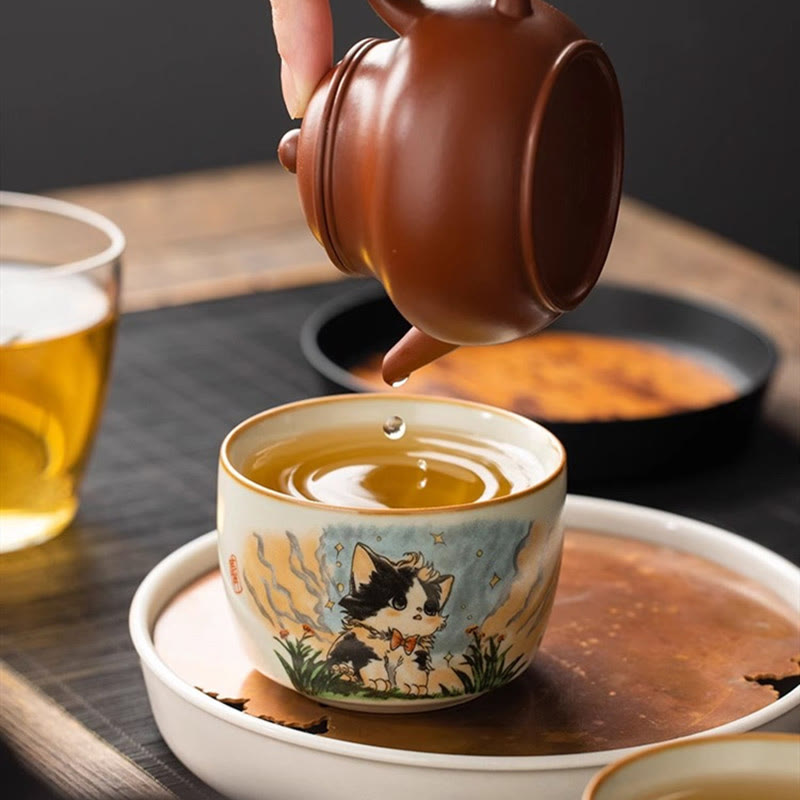 Buddha Stonesかわいい蝶ネクタイ猫ティーカップ カンフーティーカップ - image 7