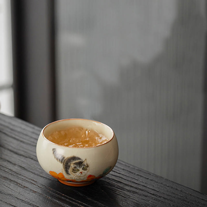 Buddha Stonesかわいい柿猫ティーカップカンフーティーカップ - image 5