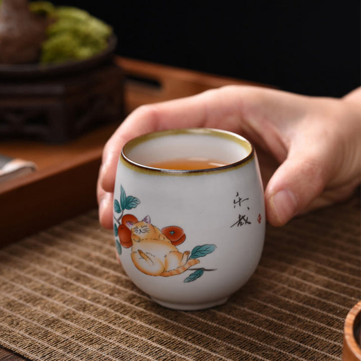 Buddha Stonesかわいい猫の枝付きティーカップ カンフーティーカップ ギフトボックス付き - image 4