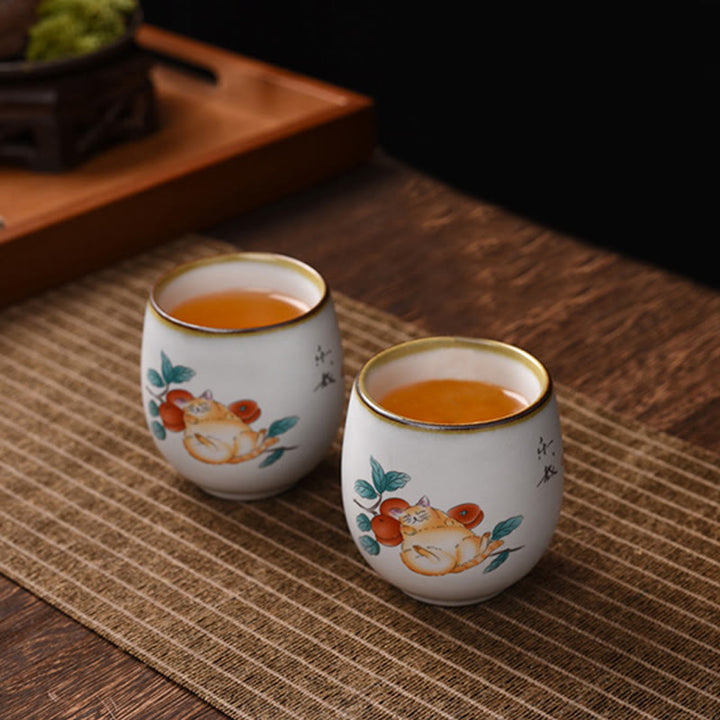 Buddha Stonesかわいい猫の枝付きティーカップ カンフーティーカップ ギフトボックス付き - image 7