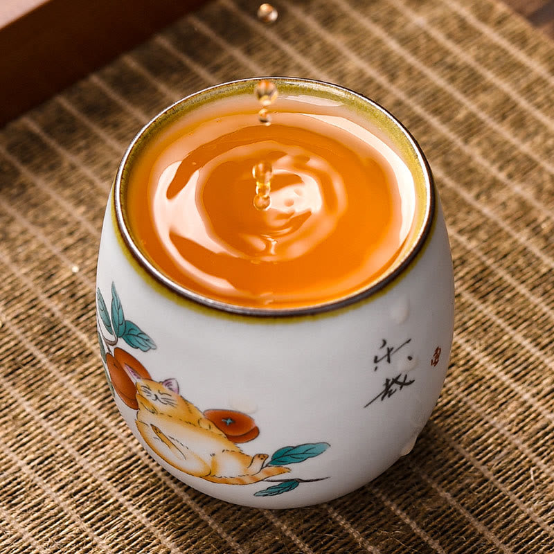 Buddha Stonesかわいい猫の枝付きティーカップ カンフーティーカップ ギフトボックス付き - image 6