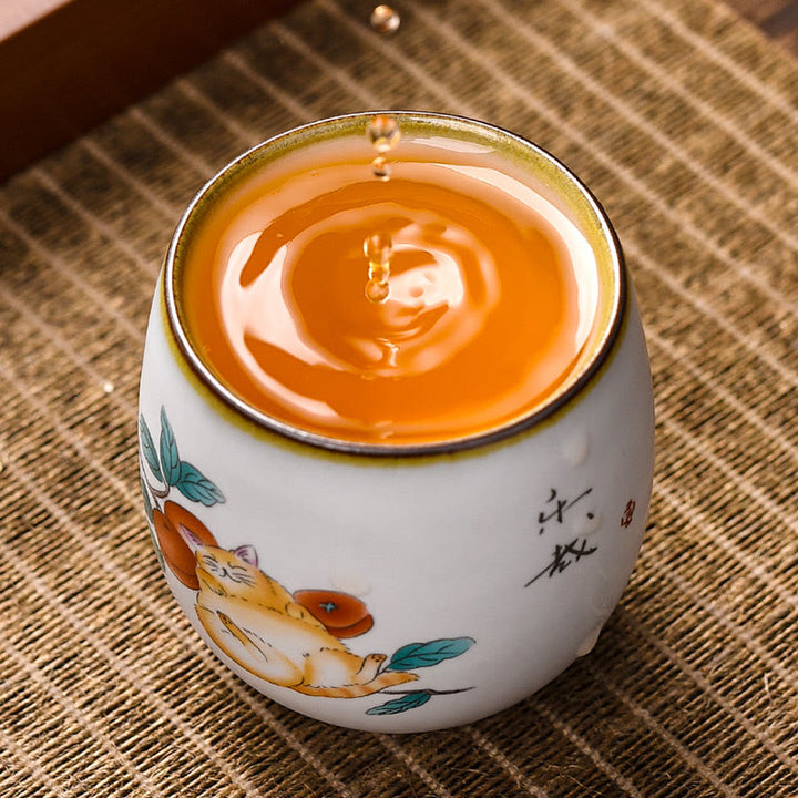 Buddha Stonesかわいい猫の枝付きティーカップ カンフーティーカップ ギフトボックス付き - image 6