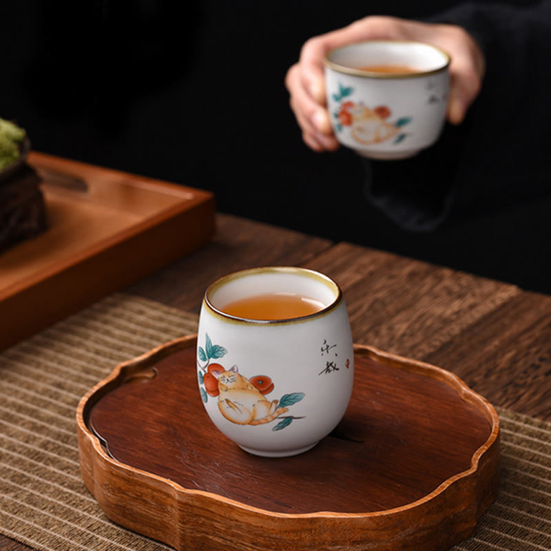 Buddha Stonesかわいい猫の枝付きティーカップ カンフーティーカップ ギフトボックス付き - image 8