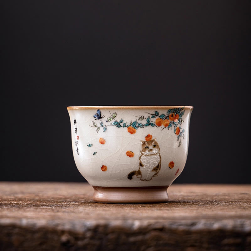Buddha Stonesかわいい猫の蝶ティーカップカンフーティーカップ - 猫 2.95インチ×2.20インチ×3.9オンス(7.5cm×5.6cm×115ml) - image 6
