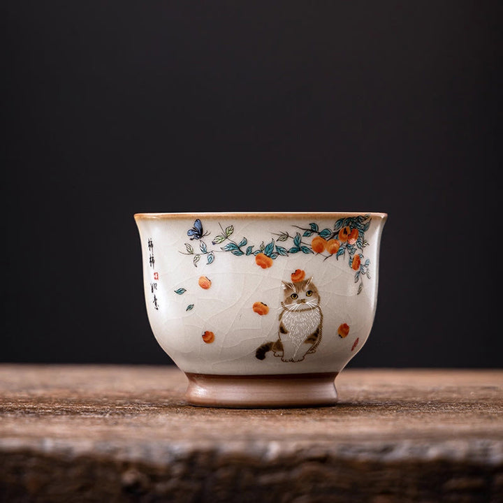 Buddha Stonesかわいい猫の蝶ティーカップカンフーティーカップ - 猫 2.95インチ×2.20インチ×3.9オンス(7.5cm×5.6cm×115ml) - image 6