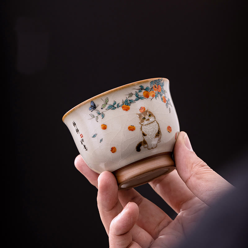 Buddha Stonesかわいい猫の蝶ティーカップカンフーティーカップ - image 8