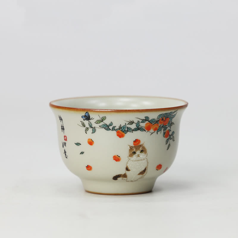 Buddha Stonesかわいい猫の蝶ティーカップカンフーティーカップ - 猫 2.67インチ×1.69インチ×2.2オンス(6.8cm×4.3cm×65ml) - image 10